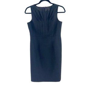 Ann Taylor Pleated Work Sheath Dress Black 2P